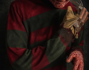 Freddy Krueger Sweater Hand Distressed Horror Jumper Halloween Costume Top Nightmare on Elm Street Inspired Cosplay
