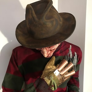 Freddy Krueger A Nightmare on Elm Street Fedora Hat Cosplay Hand Weathered Halloween Fancy Dress