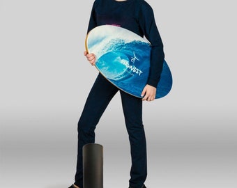 Wooden Balance Board Trainer with Anti-Slip Roller. A great sport gift. Extreme sport. Surf. Snowboarding. Fitness. Wave Design.