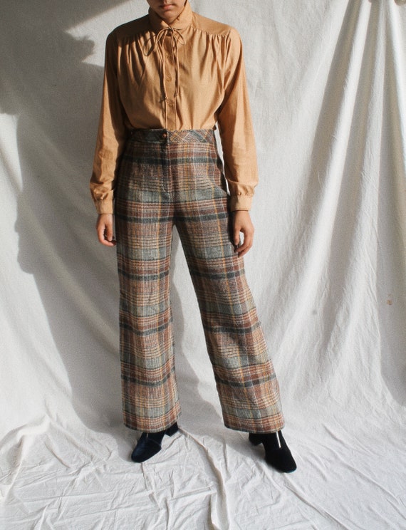 Vintage 70s Interception Stunning Wool Plaid Wide