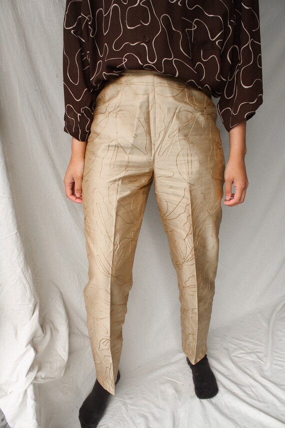 Vintage 100% silk minimal abstract art style trous
