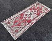 Vintage red rug, 6.3x2.5 feet handmade rug, turkish small runner, vintage rug runner,oushak rug, antique home rug, bohemian carpet, rugs