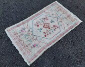 Christmas gift, small pink rug, 3.6x2.2 feet turkish small carpet, vintage rug runner,oushak rug, antique home rug, bohemian carpet, rugs