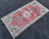 Anatolian small rug, 4.2x2.1 feet turkish small carpet, vintage rug runner,oushak rug, antique home rug, bohemian carpet, rugs