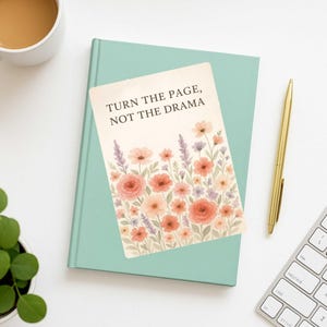 Kindle Insert Turn the Page Not the Drama, Floral Watercolor for Clear Case, Printable Paperwhite, Colorsoft, and Basic Kindle Insert