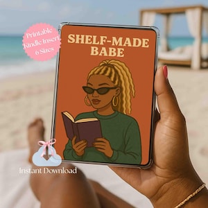 Kindle Insert, Shelf-Made Babe Illustration for Clear Case, Reader Art Kindle Printable Paperwhite, Colorsoft, and Basic Kindle Insert
