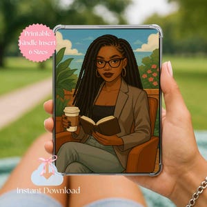 Kindle Insert, Coffee Lover Art for Clear Case, Cozy Reader Kindle Printable Paperwhite, Colorsoft, and Basic Kindle Inserts