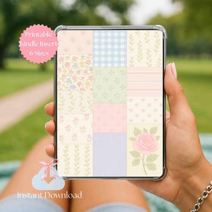 Kindle Vintage Floral Patchwork Printable Insert for Clear Case, Chic Kindle Printable Paperwhite, Colorsoft, and Basic Kindle Insert