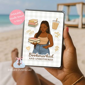 Black Girl Kindle Insert for Clear Case,  Book Lover Digital Download Printable Paperwhite, Colorsoft, and Basic Kindle Inserts, Bookish