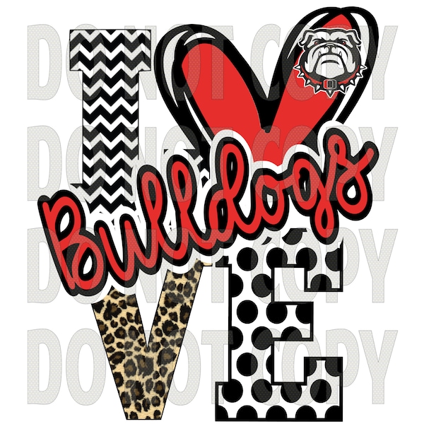 LOVE Bulldogs (Red/Black) School Spirit PNG Digital Download