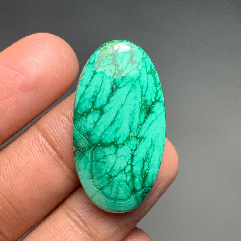 Natural Malachite Cabochon, Tree Design Malachite Gemstone, Tree Design Gemstone, Malachite For Jewelry Making, 57cts, 38×20×6mm, FS7903 image 6