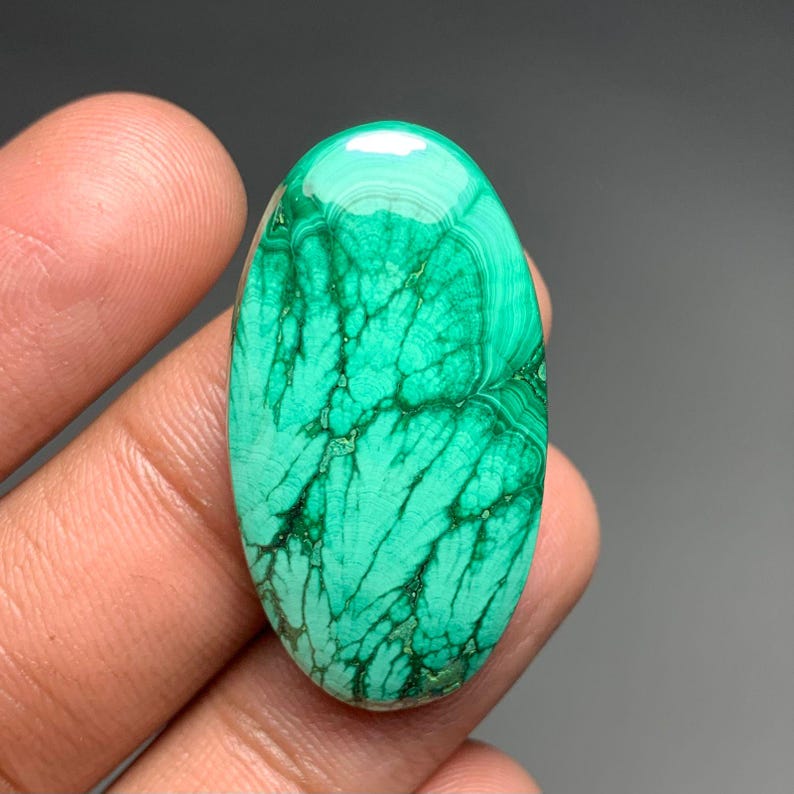 Natural Malachite Cabochon, Tree Design Malachite Gemstone, Tree Design Gemstone, Malachite For Jewelry Making, 57cts, 38×20×6mm, FS7903 image 7