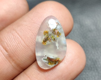 Natürlicher Konfetti-Chrysokoll-Cabochon, Konfetti-Chrysokoll-Edelstein, einzigartiges Chrysokoll-Konfetti für Schmuck, 7cts, 19×11×3mm, FS7370