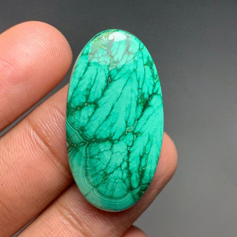 Natural Malachite Cabochon, Tree Design Malachite Gemstone, Tree Design Gemstone, Malachite For Jewelry Making, 57cts, 38×20×6mm, FS7903 image 5