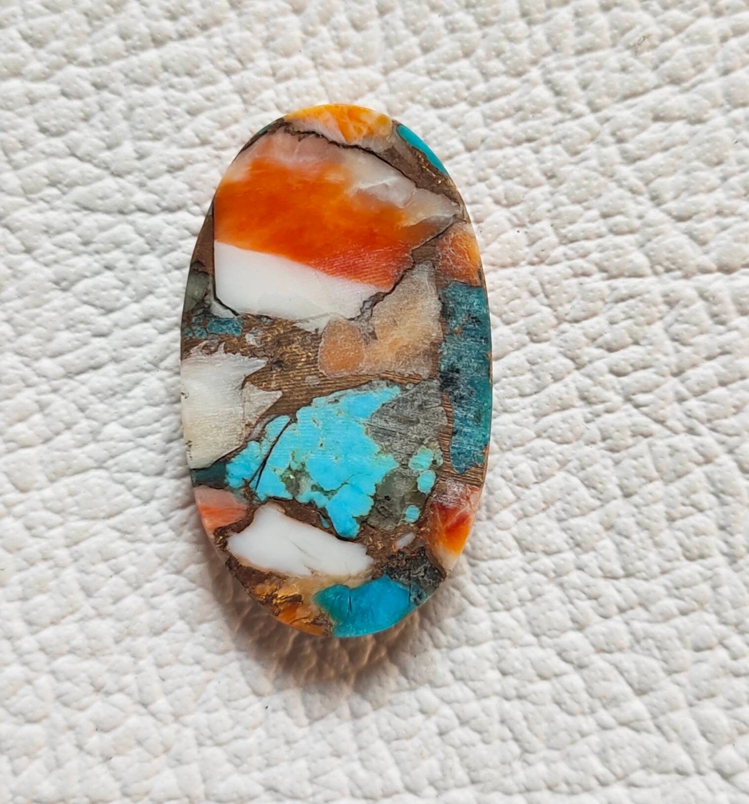 Mohave Spiny Oyster Copper Turquoise Cabochon Aa Designer Etsy