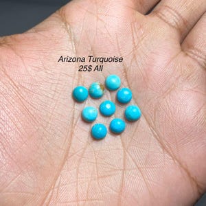 Natural Kingman Turquoise Cabochon, Kingman Turquoise 9 Piece Lots, 7cts Lots Kingman Turquoise Cabs, 6mm Kingman Turquoise Cabs.