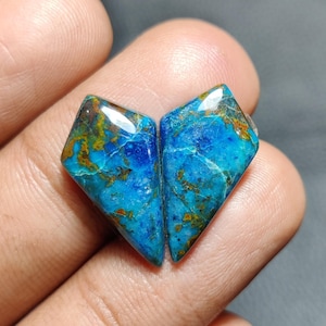 Natural  Shattuckite Pair Cabochon, Shattuckite Pair Design Gemstone, Loose Gemstone For Jewelry, Shattuckite Pair, 12Cts, 21x12×4mm