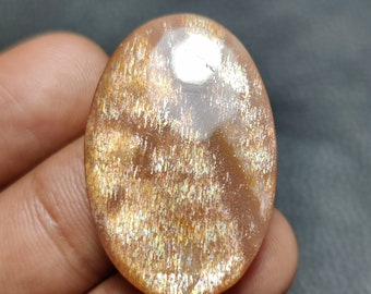 Natural Rainbow Lattice Sunstone Cabochon, Lattice Sunstone Cabochon Loose Gemstone For Making Jewelry, pendent, Necklace,39Cts,43x32x6mm