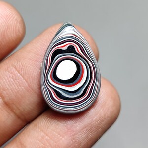 AAA+ Fordite Pear Cabochon: Layered Automotive Paint Gemstone (24x16x3mm)