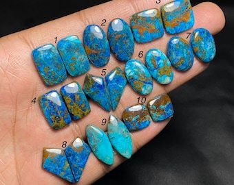 Natural Shattuckite Cabochon | Blue Green Copper Mineral | Smooth Polish Loose Gemstone for Jewelry Making