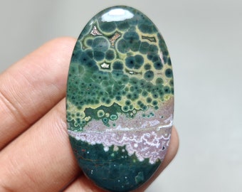 Natuurlijke oceaanjaspis Cabachon, oceaanjaspis ovale vorm losse edelsteen voor het maken van sieraden, grote oceaanjaspis edelsteen, 50Cts, 47x27x4mm