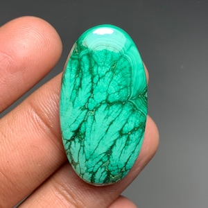 Natural Malachite Cabochon, Tree Design Malachite Gemstone, Tree Design Gemstone, Malachite For Jewelry Making, 57cts, 38×20×6mm, FS7903 image 1