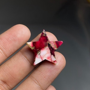 Red Rose Dahlia Copper Cabochon, Smooth Red Rose Copper Loose Gemstone For Jewelry Making, Red Rose Dahlia Cabs, 16cts, 25×4mm