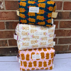 Quilted Boxy Zipper Bag -  Honey Bears