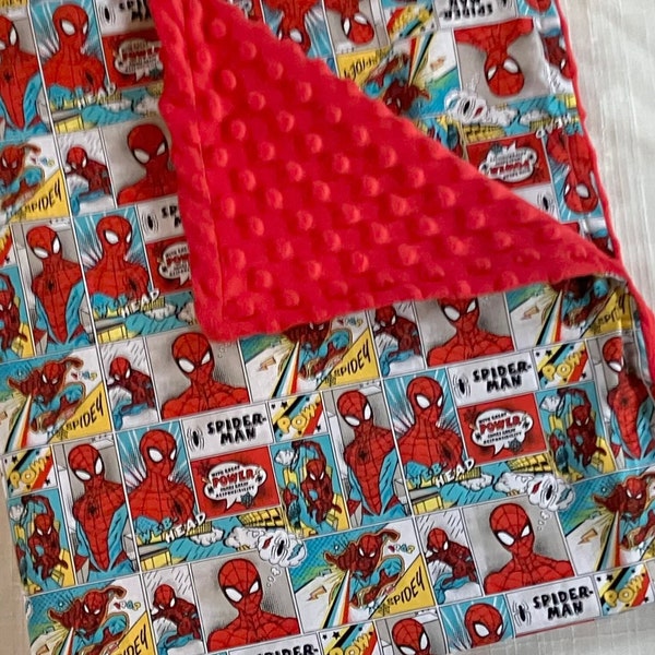 Spiderman Baby Blanket, Spider-Man Minky Lovey, Marvel Security Blanket, Spider Man Chewey Boys Gift, Superhero Burp Cloth