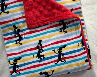 Dr Seuss Baby Blanket, Cat In The Hat Blanket, Seuss Themed Nursery, Baby Shower Gift, Girl Boy Unisex Present, Handmade Baby Gift, Suess