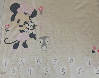 Minnie Mouse Milestone Cotton Fabric by the Panel Photo Backdrop Mat