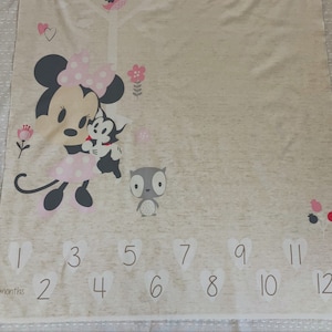 Minnie Mouse Milestone Cotton Fabric by the Panel Photo Backdrop Mat