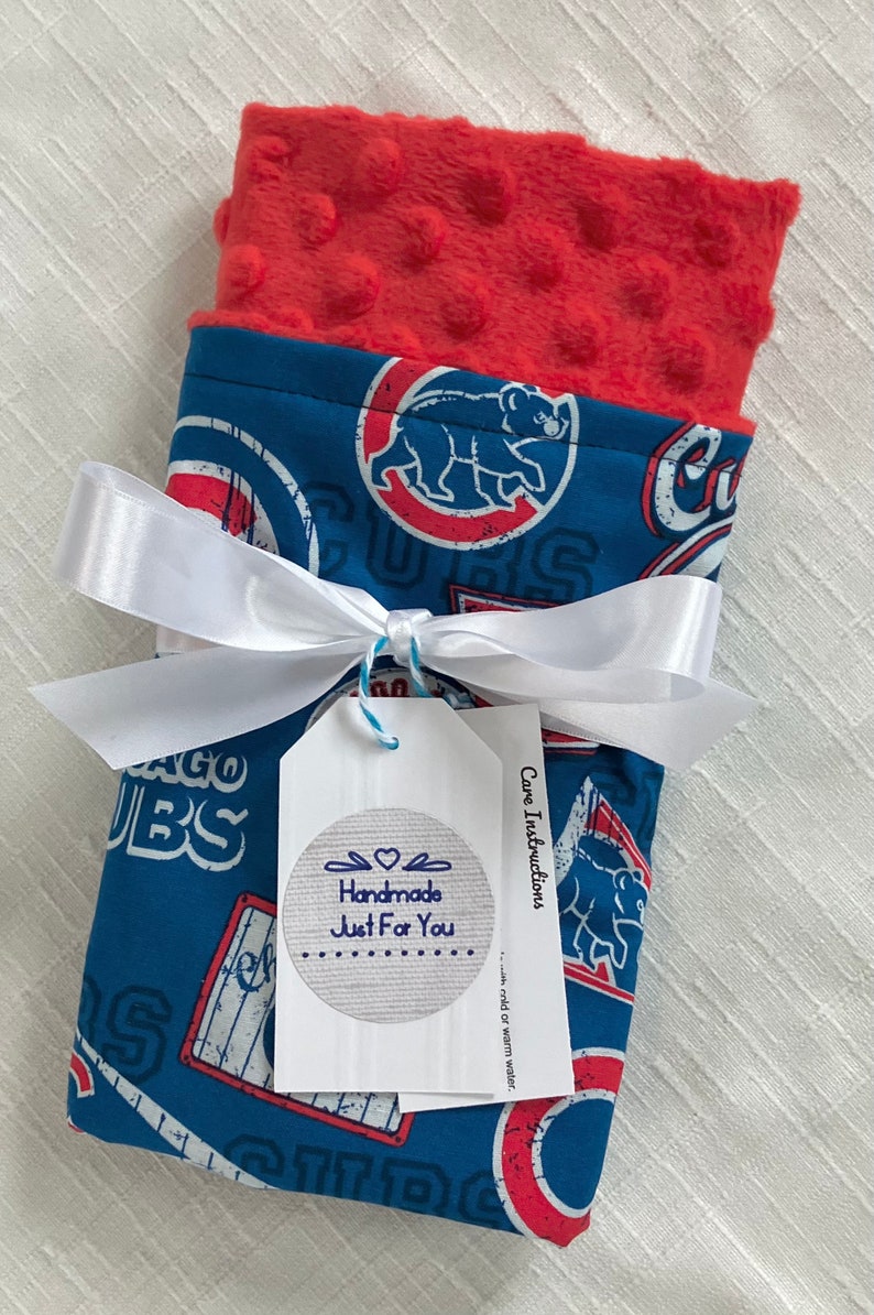 Cubs Baby Lovey, Chicago Cubs Minky Baby Burp Cloth, Cubs Security