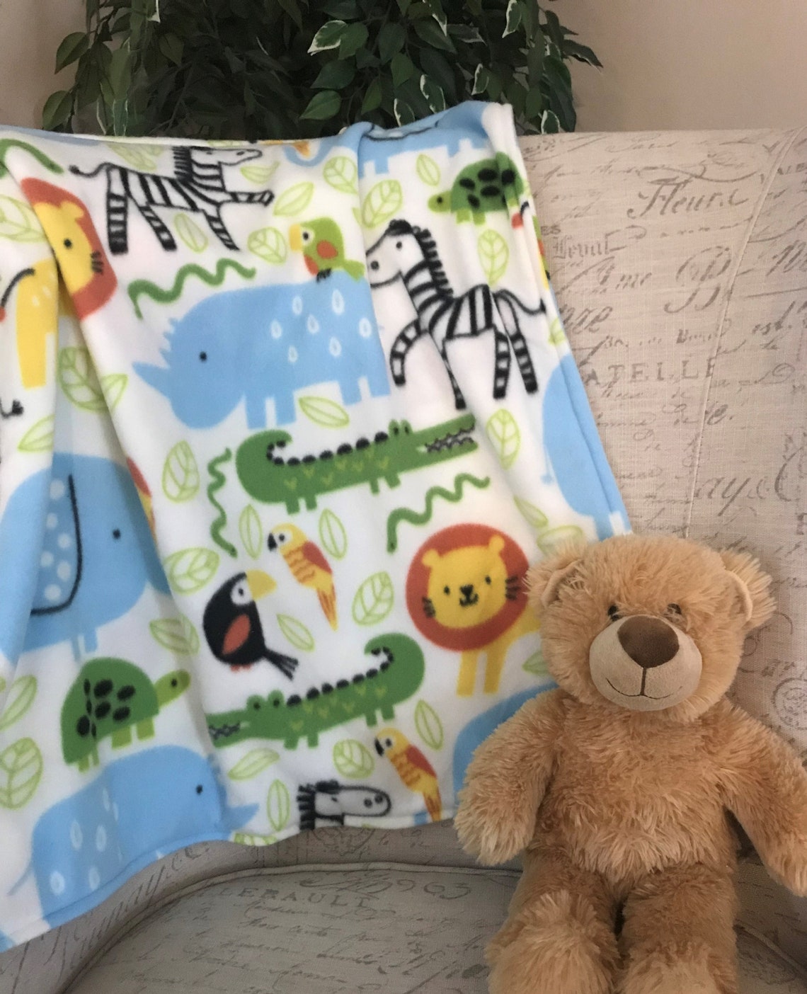 Zoo Animals Baby Blanket 26 x 28 Fleece Jungle Safari Baby Etsy