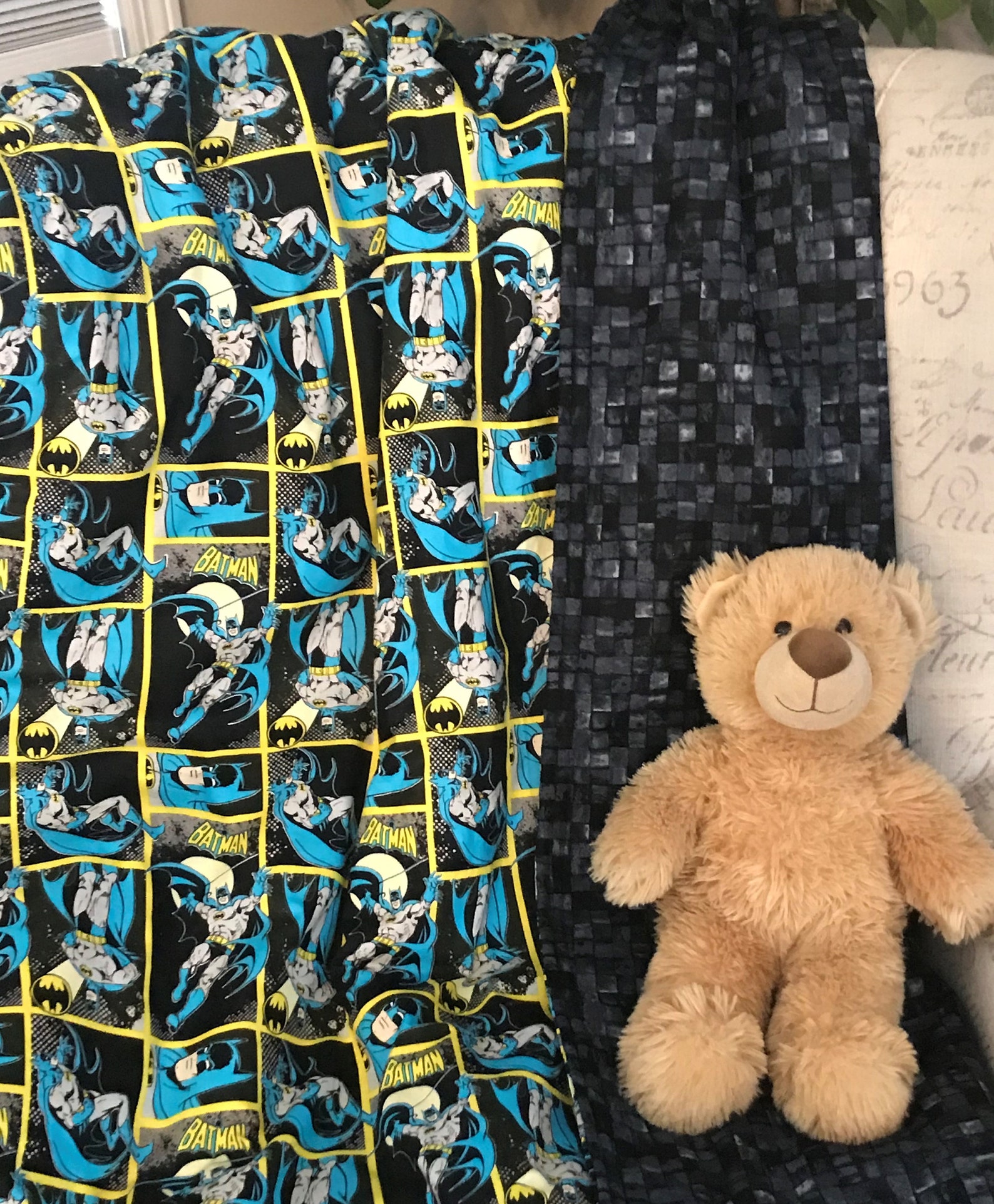 Batman Toddler Kids Blanket DC Comic Blue Quilt Comforter Etsy