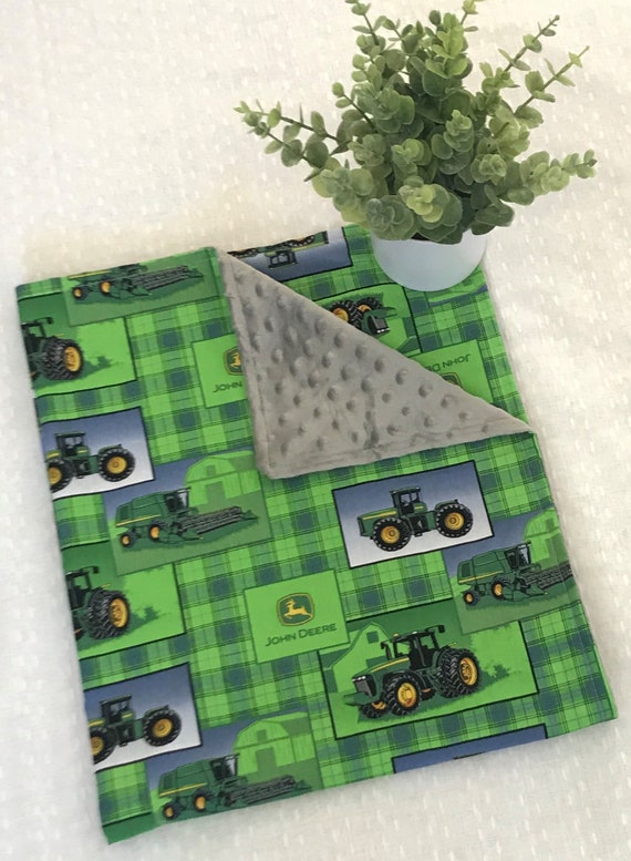 John Deere Baby Blanket Minky Cotton Farmer Tractor Boy Gift Etsy