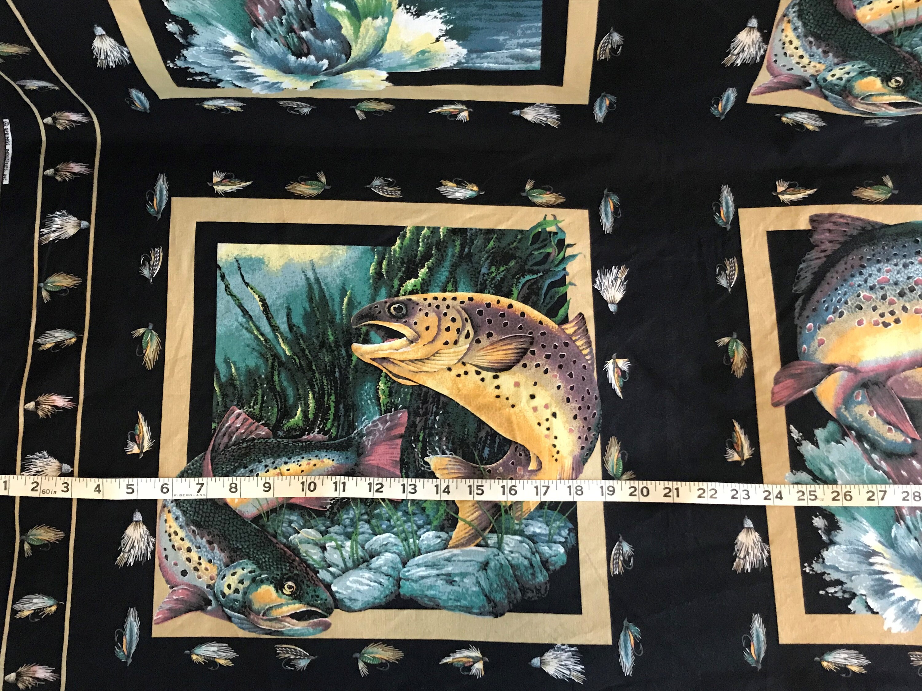 Fish Panel Fabric Brook Trout Rainbow Trout Freshwater Fly Etsy