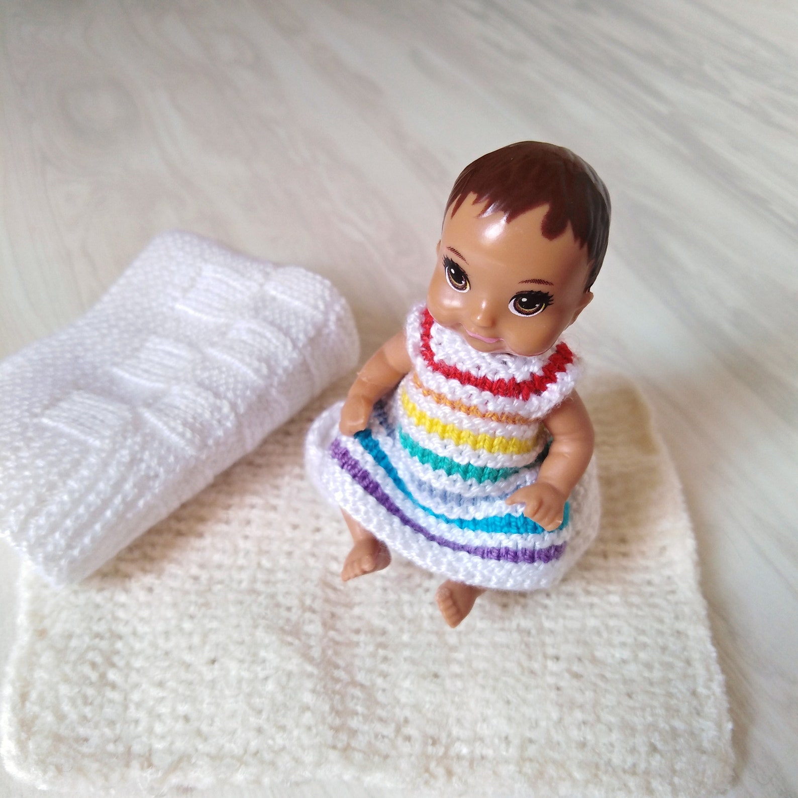 Barbie Baby knitted Rainbow dress 16 scale Baby clothes. 2.5 Etsy