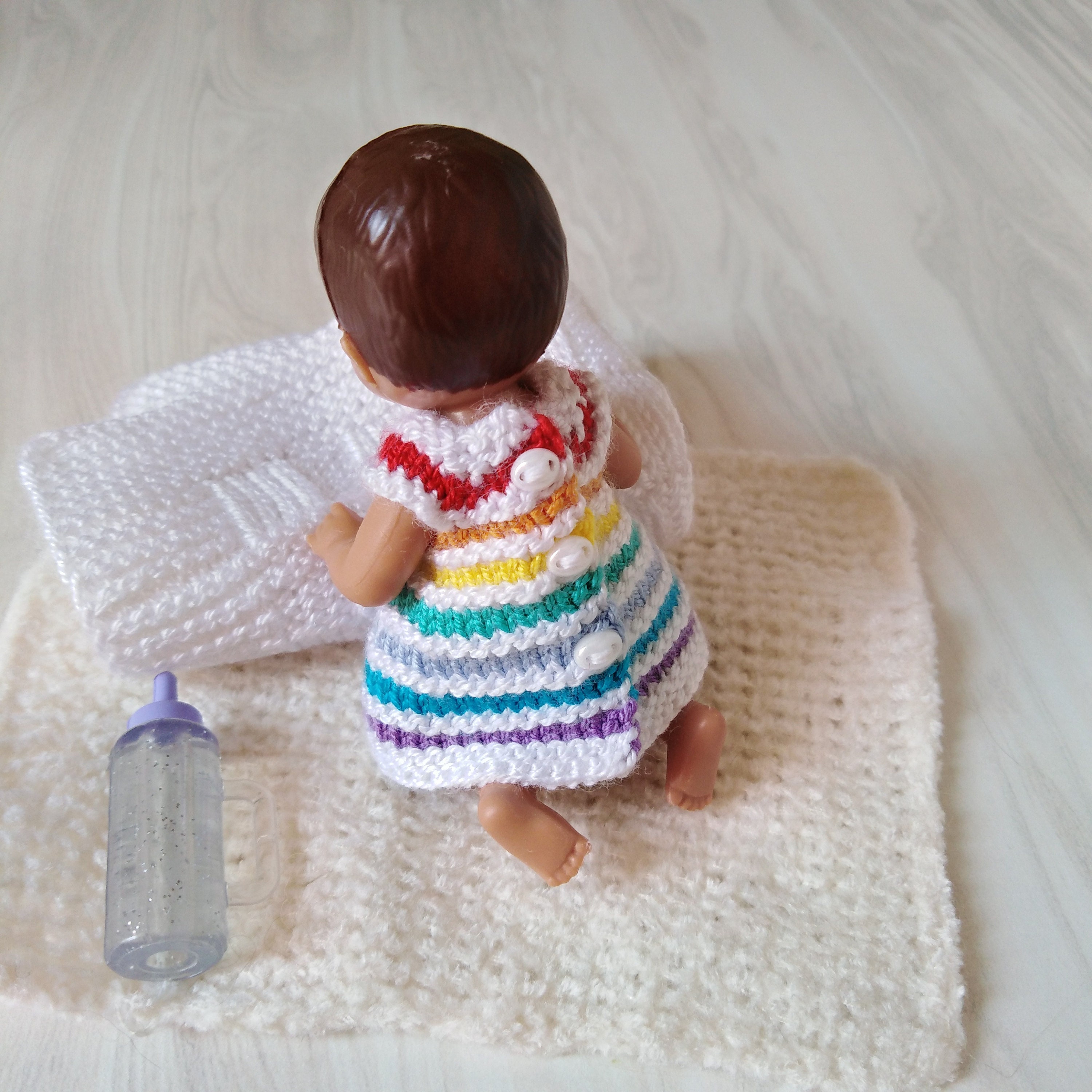 Barbie Baby knitted Rainbow dress 1:6 scale Baby clothes. 2.5 | Etsy
