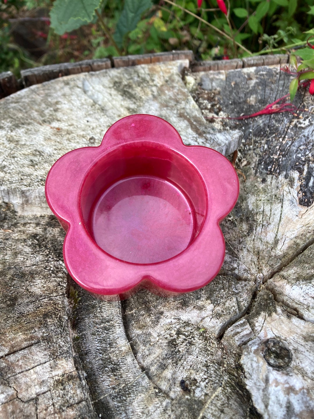 Cute Flower Tea Light Holder in Red Resin Etsy UK