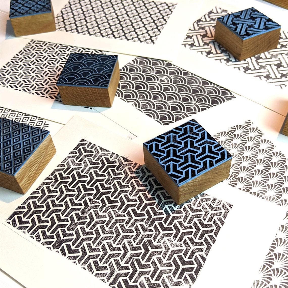 Japanese Rubber Stamp Set Rubber Stamps Seamless Pattern | Etsy
