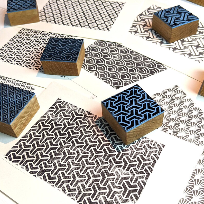 Japanese Rubber Stamp Set Rubber Stamps Seamless Pattern | Etsy