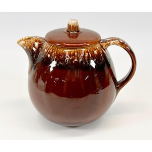 Teiera Hull Pottery in gres smaltato marrone, resistente al forno, con coperchio, per 4 tazze.