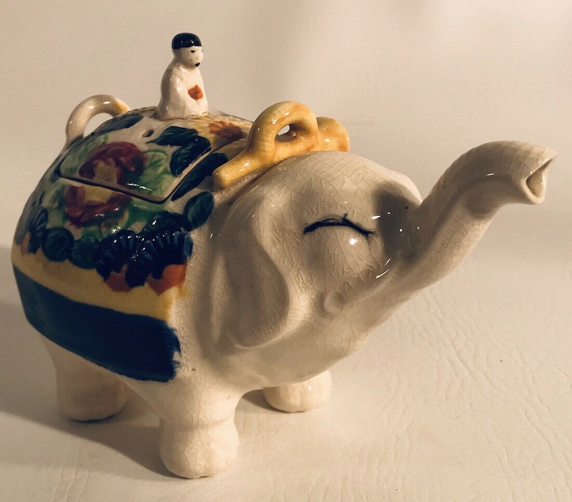 Japan Elephant Teapot Or Creamer Hand Painted 6.5 X 5.5 Etsy