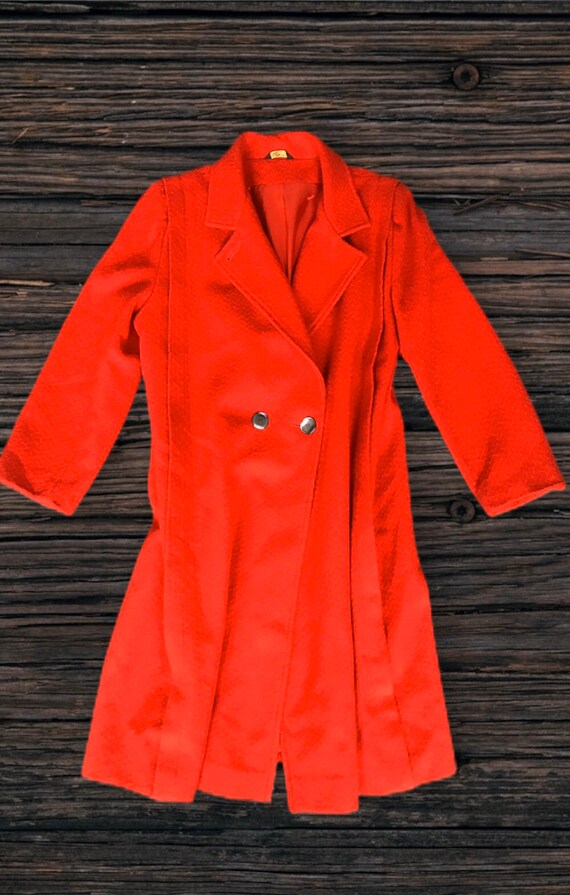 Handmade 1970’s Vintage Red Womans Wool Coat Sz La