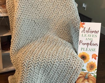 Herringbone plush cozy throw