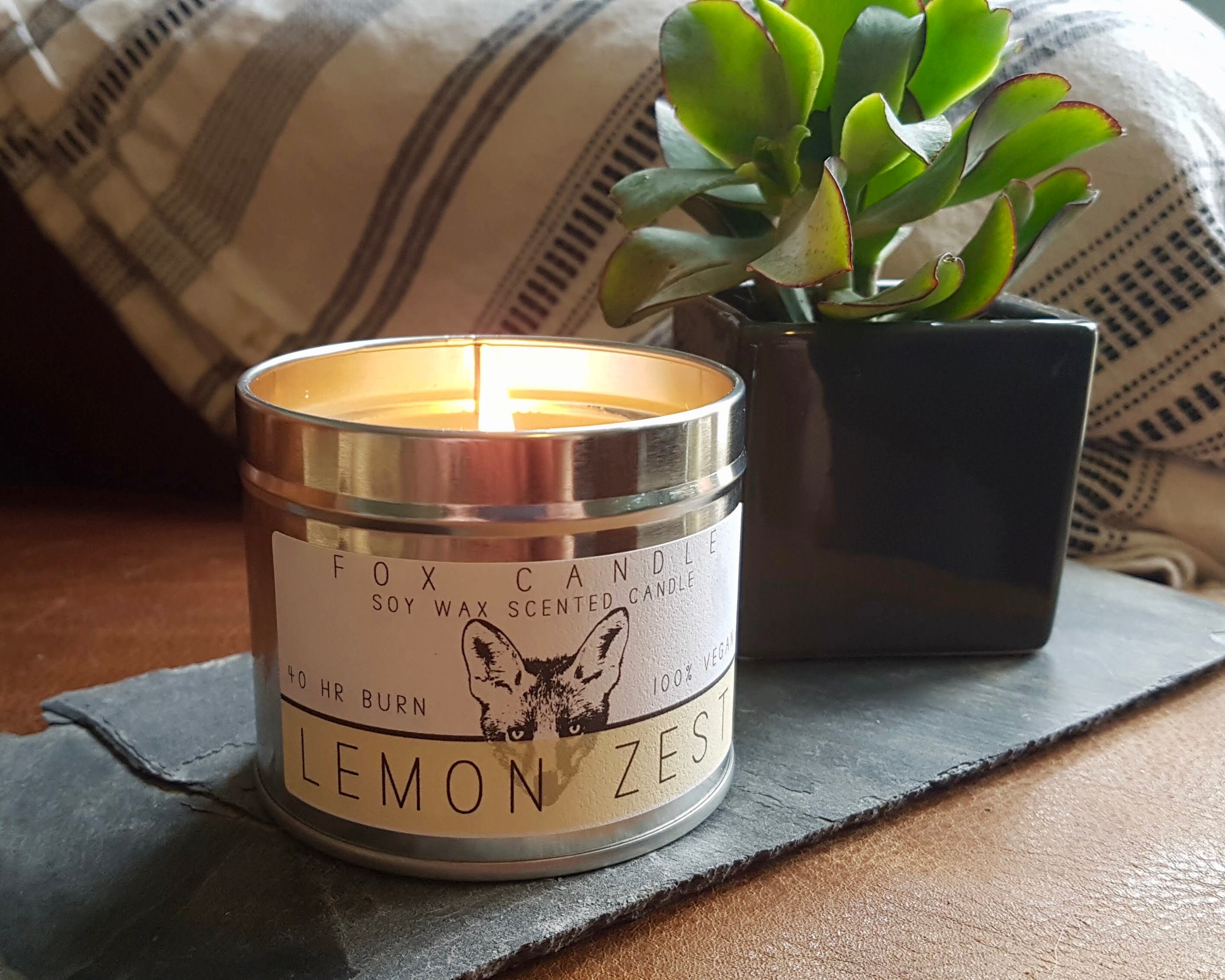 Lemon Zest scented soy wax handmade candle 100 vegan friendly Etsy