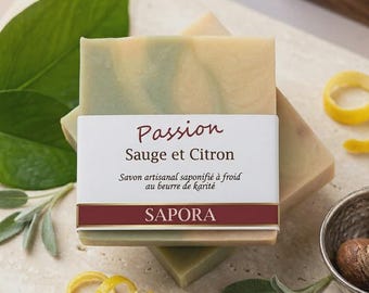 Sage and lemon, moisturizing soap with shea butter