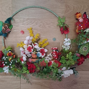 Crown night light &quot;Elves and the garland of flowers&quot; children&#39;s room gift birth birthday baby shower