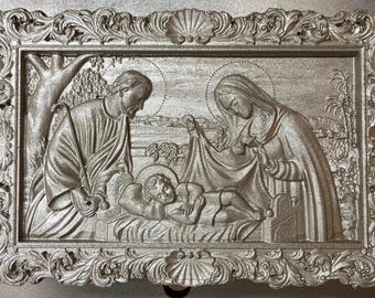 Nativity scene plaque 9 1/2” x 6 1/2”